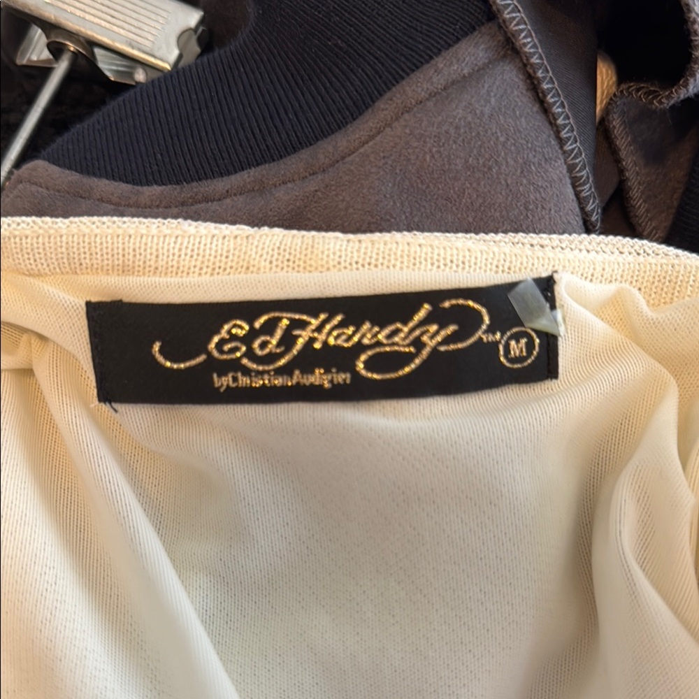 Ed Hardy Cream Green Ruched Halter Mini Dress - Picture 2 of 13